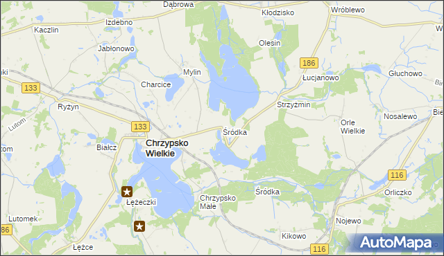 mapa Śródka gmina Chrzypsko Wielkie, Śródka gmina Chrzypsko Wielkie na mapie Targeo