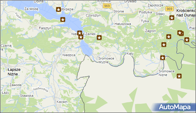 mapa Sromowce Wyżne, Sromowce Wyżne na mapie Targeo
