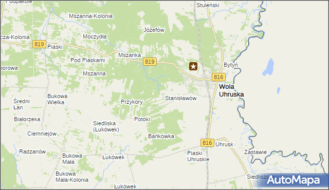 mapa Stanisławów gmina Wola Uhruska, Stanisławów gmina Wola Uhruska na mapie Targeo