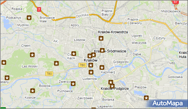 mapa Stare Miasto gmina Kraków, Stare Miasto gmina Kraków na mapie Targeo