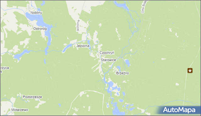 mapa Starowice gmina Borne Sulinowo, Starowice gmina Borne Sulinowo na mapie Targeo