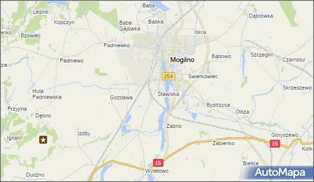 mapa Stawiska gmina Mogilno, Stawiska gmina Mogilno na mapie Targeo