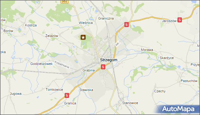 mapa Strzegom powiat świdnicki, Strzegom powiat świdnicki na mapie Targeo