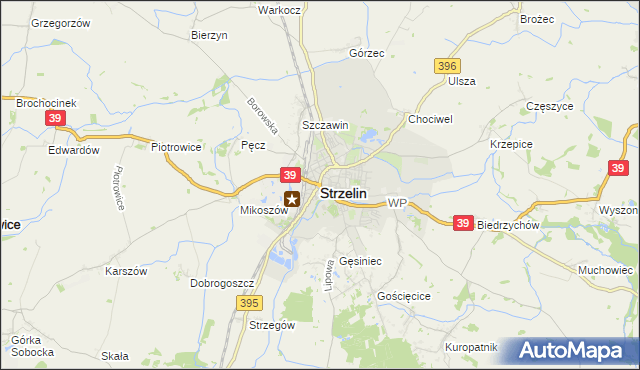 mapa Strzelin, Strzelin na mapie Targeo