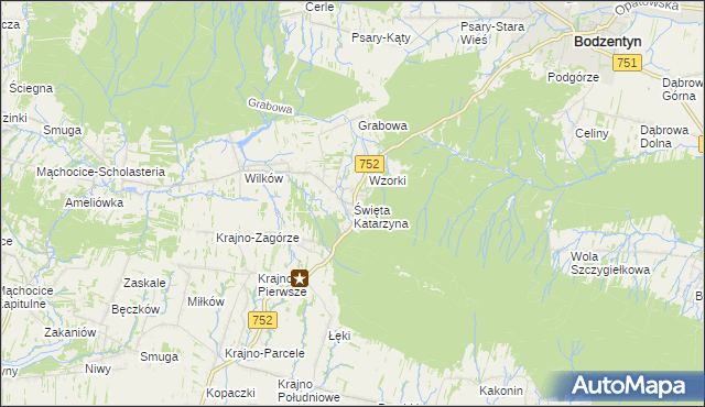 mapa Święta Katarzyna gmina Bodzentyn, Święta Katarzyna gmina Bodzentyn na mapie Targeo