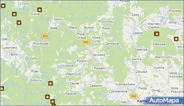 mapa Szczawa, Szczawa na mapie Targeo