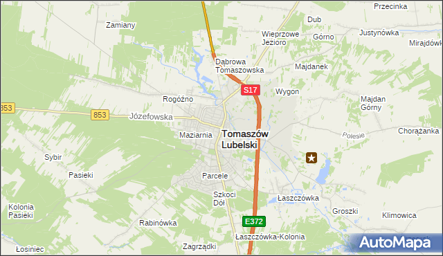 mapa Tomaszów Lubelski, Tomaszów Lubelski na mapie Targeo