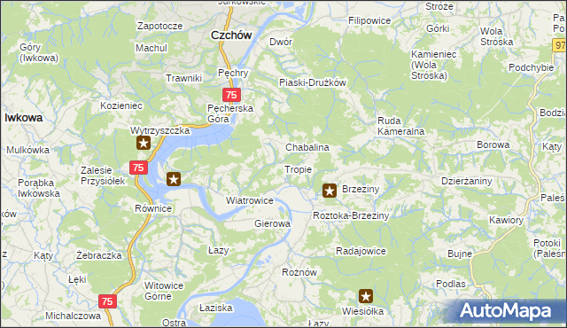 mapa Tropie gmina Gródek nad Dunajcem, Tropie gmina Gródek nad Dunajcem na mapie Targeo