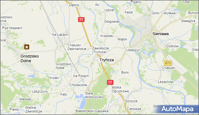 mapa Tryńcza, Tryńcza na mapie Targeo