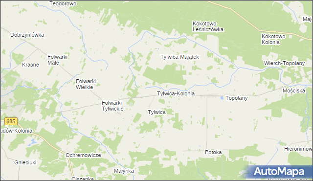 mapa Tylwica-Kolonia, Tylwica-Kolonia na mapie Targeo