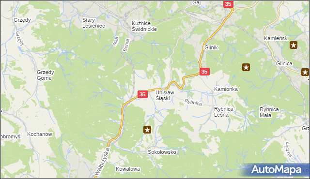 mapa Unisław Śląski, Unisław Śląski na mapie Targeo