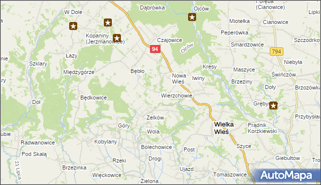 mapa Wierzchowie, Wierzchowie na mapie Targeo