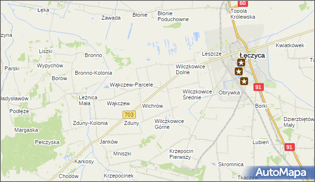 mapa Wilczkowice nad Szosą, Wilczkowice nad Szosą na mapie Targeo