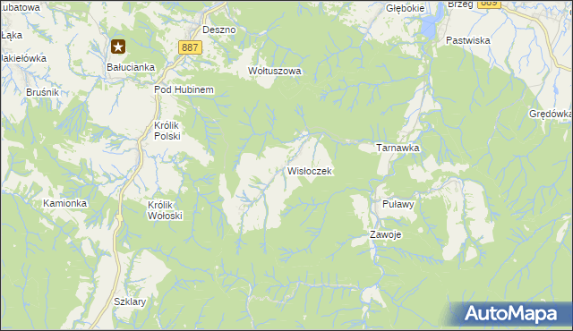 mapa Wisłoczek, Wisłoczek na mapie Targeo