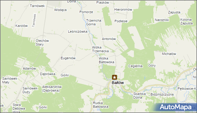 mapa Wólka Bałtowska, Wólka Bałtowska na mapie Targeo