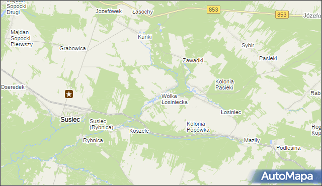 mapa Wólka Łosiniecka, Wólka Łosiniecka na mapie Targeo