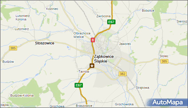 mapa Ząbkowice Śląskie, Ząbkowice Śląskie na mapie Targeo