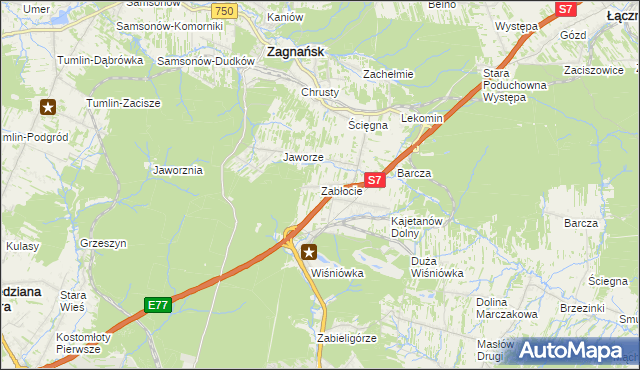 mapa Zabłocie gmina Zagnańsk, Zabłocie gmina Zagnańsk na mapie Targeo