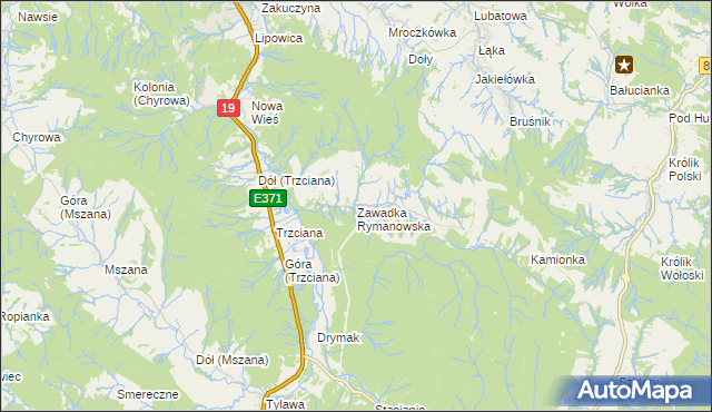 mapa Zawadka Rymanowska, Zawadka Rymanowska na mapie Targeo