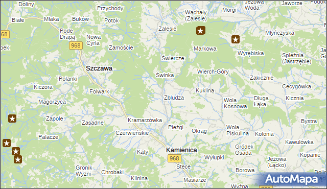 mapa Zbludza, Zbludza na mapie Targeo