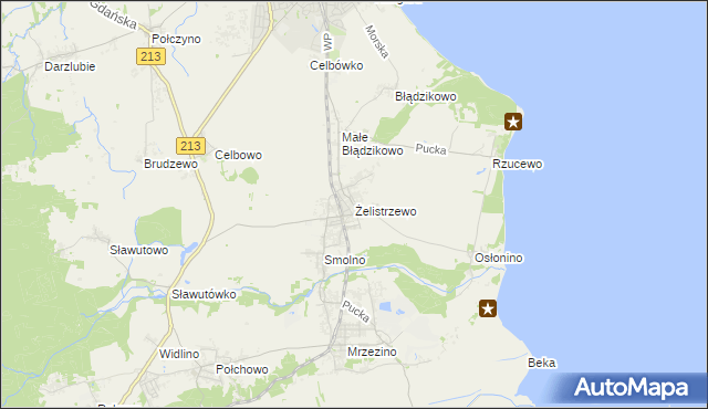 mapa Żelistrzewo, Żelistrzewo na mapie Targeo