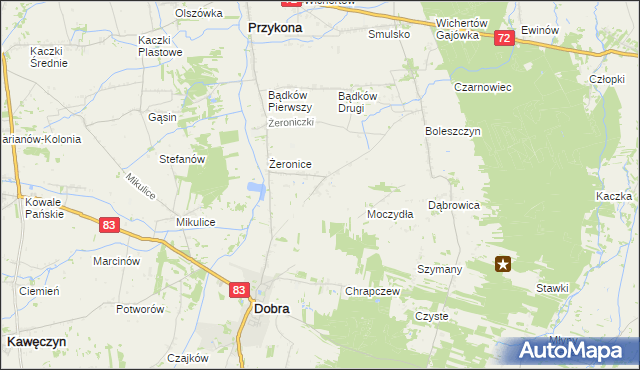 mapa Żeronice Kolonia, Żeronice Kolonia na mapie Targeo