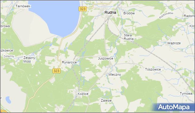 mapa Juszowice, Juszowice na mapie Targeo
