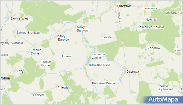 mapa Kamianki Lackie, Kamianki Lackie na mapie Targeo