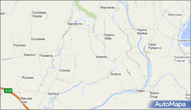 mapa Nowinki gmina Nowy Dwór Gdański, Nowinki gmina Nowy Dwór Gdański na mapie Targeo