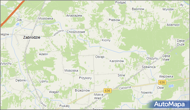 mapa Obrąb gmina Zabrodzie, Obrąb gmina Zabrodzie na mapie Targeo