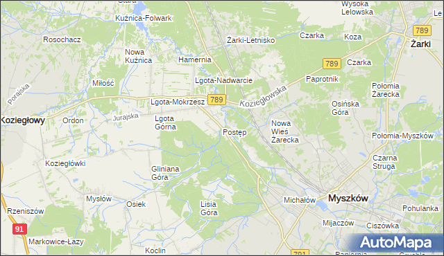 mapa Postęp, Postęp na mapie Targeo