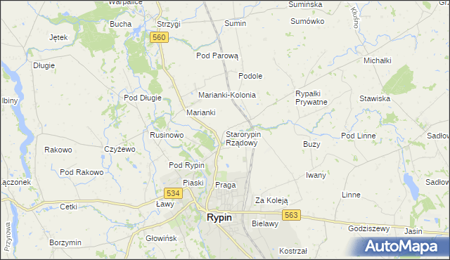 mapa Starorypin Rządowy, Starorypin Rządowy na mapie Targeo