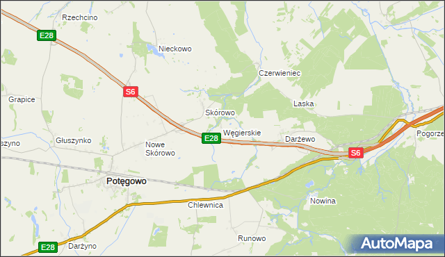 mapa Węgierskie gmina Potęgowo, Węgierskie gmina Potęgowo na mapie Targeo