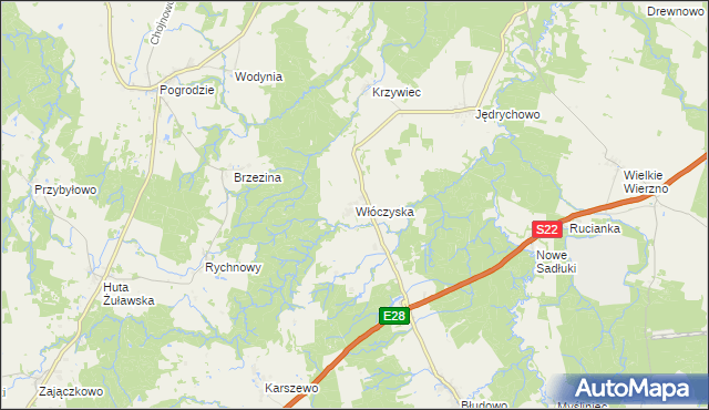 mapa Włóczyska, Włóczyska na mapie Targeo