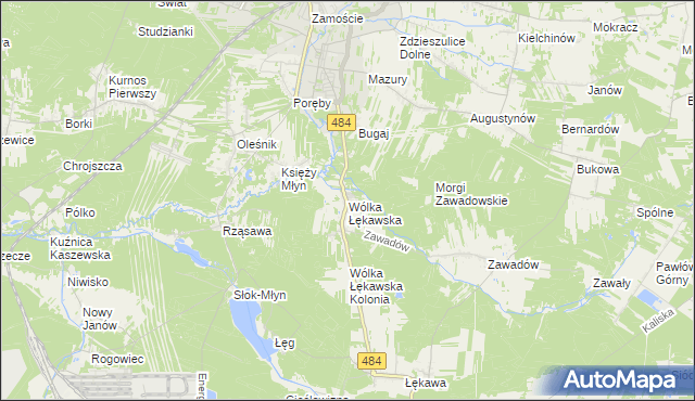 mapa Wólka Łękawska, Wólka Łękawska na mapie Targeo