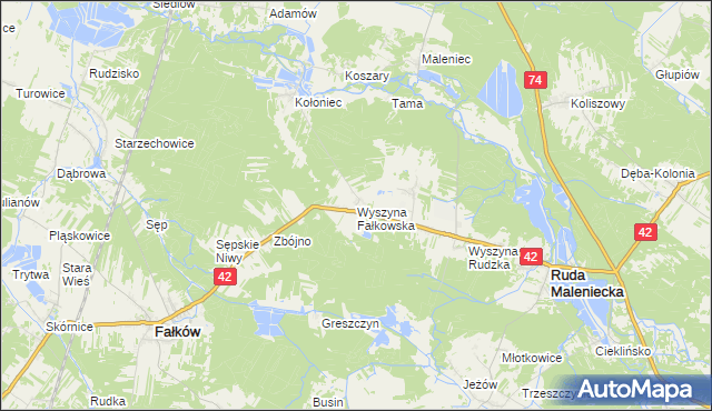 mapa Wyszyna Fałkowska, Wyszyna Fałkowska na mapie Targeo