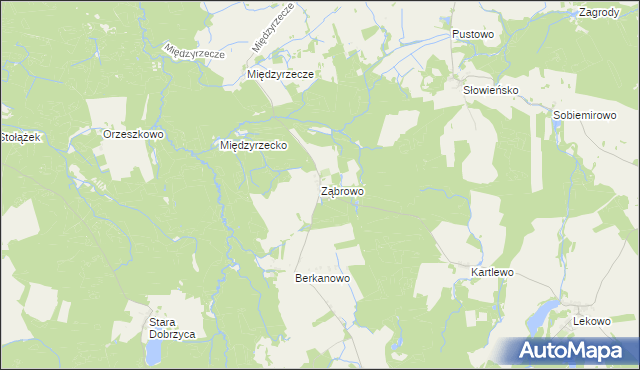 mapa Ząbrowo gmina Świdwin, Ząbrowo gmina Świdwin na mapie Targeo