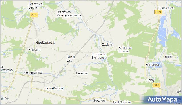 mapa Brzeźnica Bychawska, Brzeźnica Bychawska na mapie Targeo