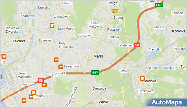 mapa Marki powiat wołomiński, Marki powiat wołomiński na mapie Targeo