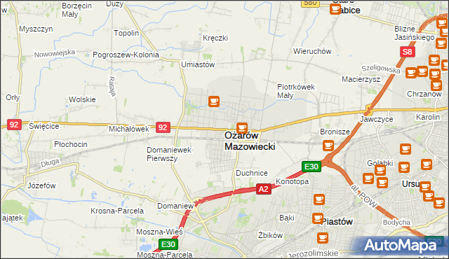 mapa Ożarów Mazowiecki, Ożarów Mazowiecki na mapie Targeo