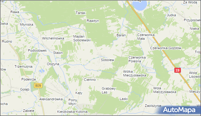 mapa Sobolew gmina Firlej, Sobolew gmina Firlej na mapie Targeo