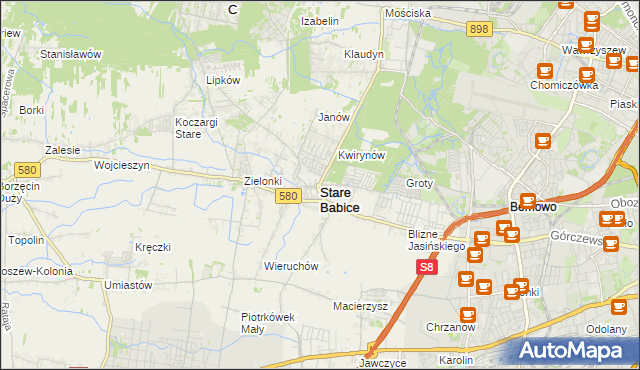 mapa Stare Babice, Stare Babice na mapie Targeo