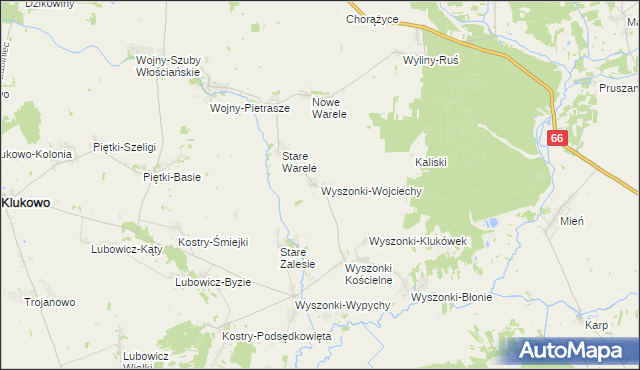 mapa Wyszonki-Wojciechy, Wyszonki-Wojciechy na mapie Targeo