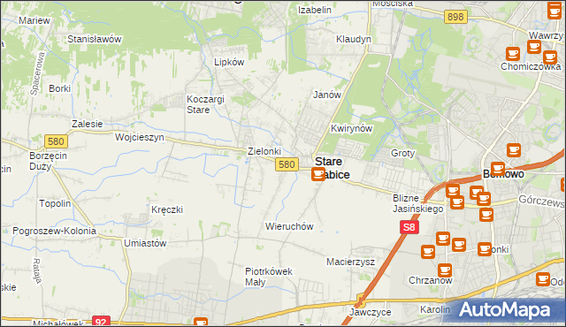 mapa Zielonki-Parcela, Zielonki-Parcela na mapie Targeo