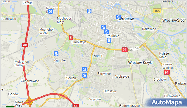 mapa Borek gmina Wrocław, Borek gmina Wrocław na mapie Targeo