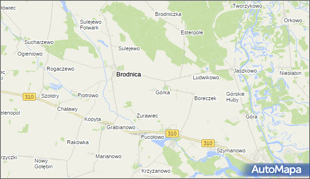 mapa Górka gmina Brodnica, Górka gmina Brodnica na mapie Targeo