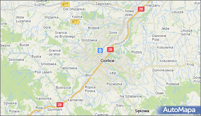 mapa Gorlic, Gorlice na mapie Targeo