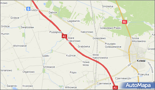 mapa Grabówka gmina Choceń, Grabówka gmina Choceń na mapie Targeo