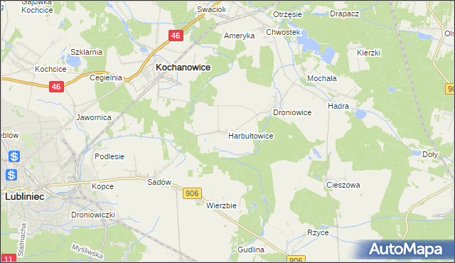 mapa Harbułtowice, Harbułtowice na mapie Targeo