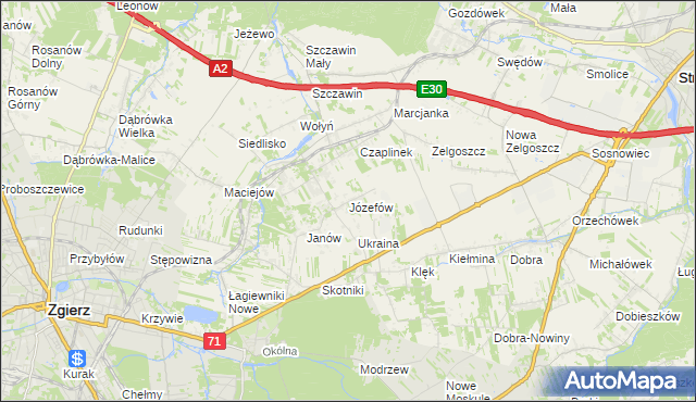 mapa Józefów gmina Zgierz, Józefów gmina Zgierz na mapie Targeo